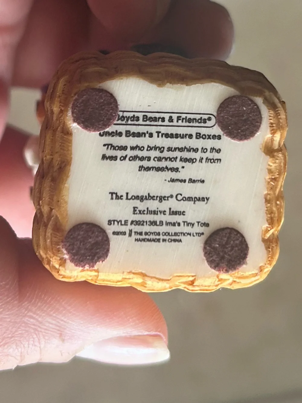 Vintage Boyds Bears Ima’s Tiny Tote Treasure Box#392136LB. Longaberger exclusive